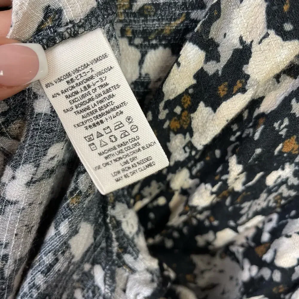 Free People Floral Romper Playsuit Black All the Right Ruffle Bell Sleeve - Picture 11 of 11